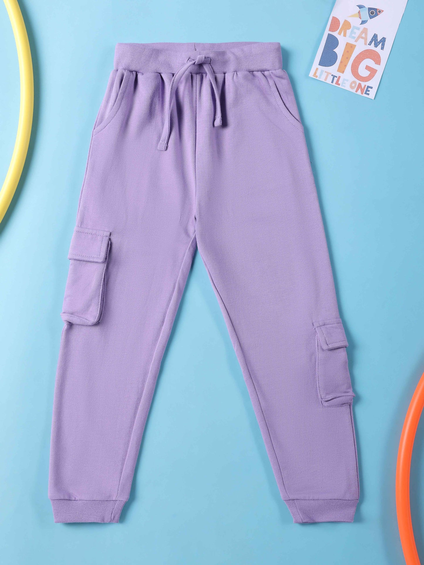 Boys Solid Purple Oversized Trackpant