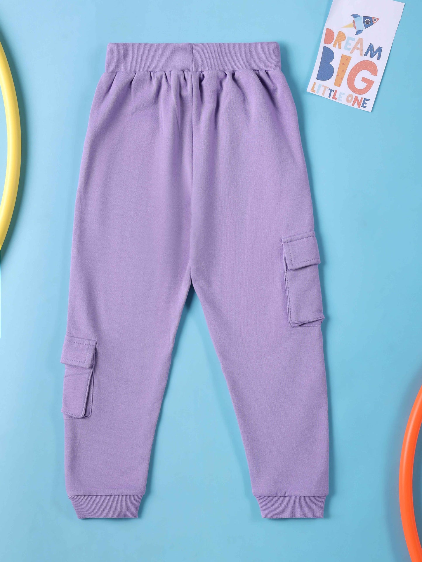 Boys Solid Purple Oversized Trackpant