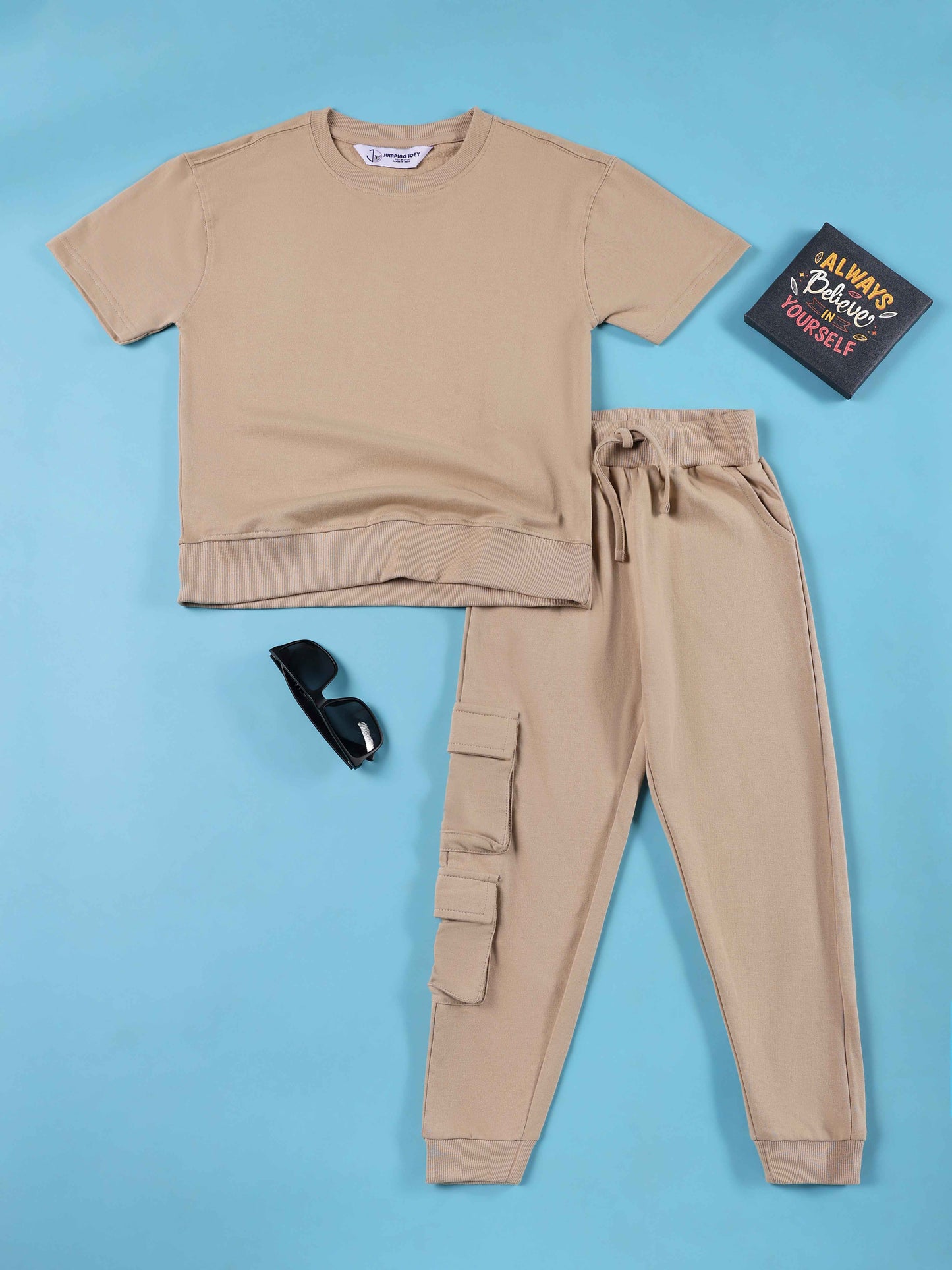 Boys Beige Oversized Co-Ord Set