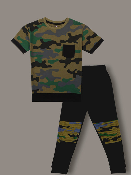 Boys Black Regular fit Co-Ord Set