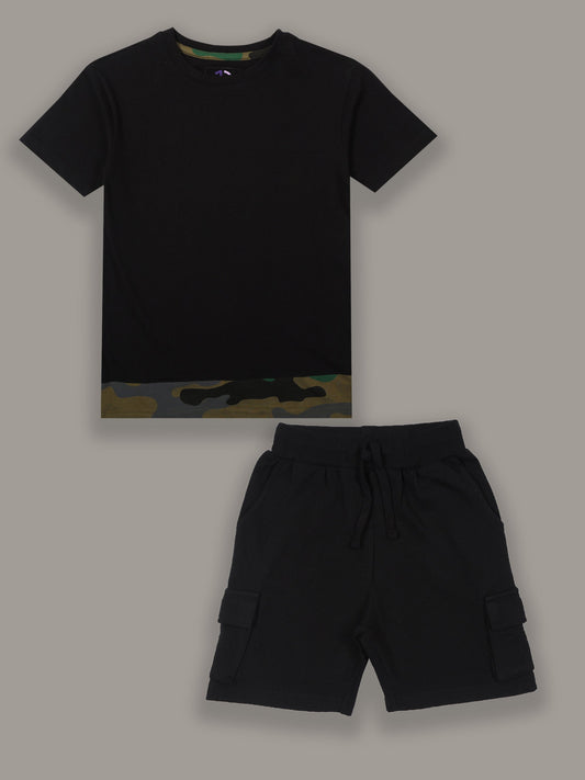 Boys Black Regular fit Co-Ord Set