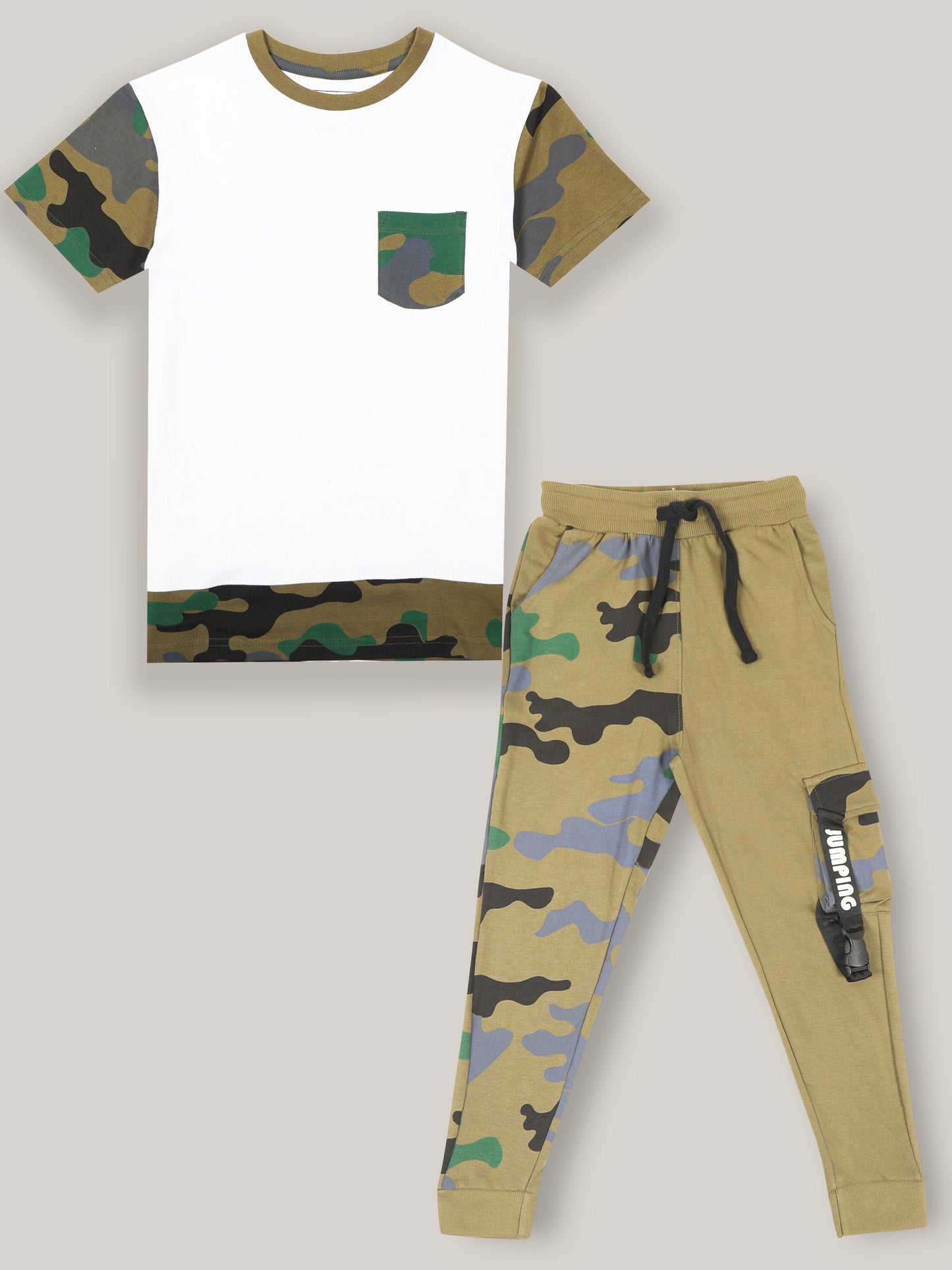 Boys White Regular fit Co-Ord Set