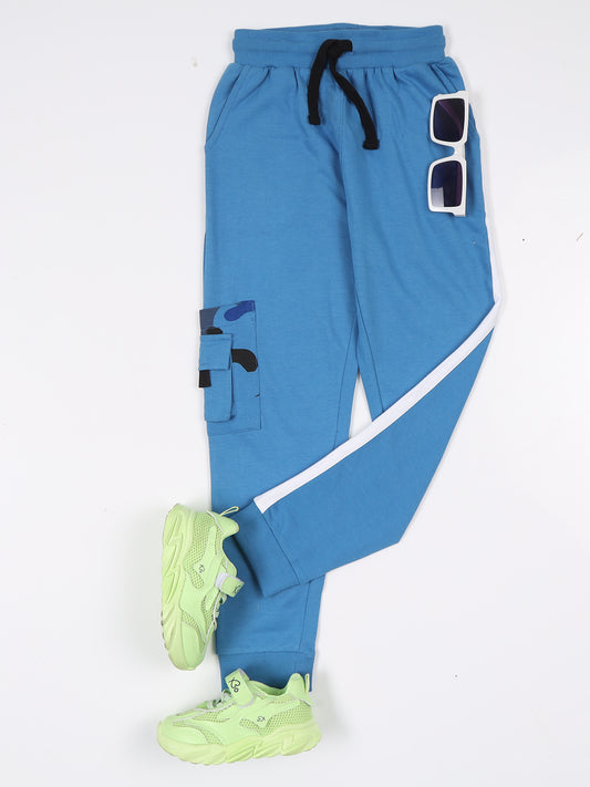 Boys Solid Regular fit Blue  Trackpant