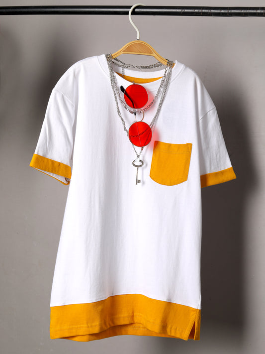 White and Yellow Short Sleeve T-shirt