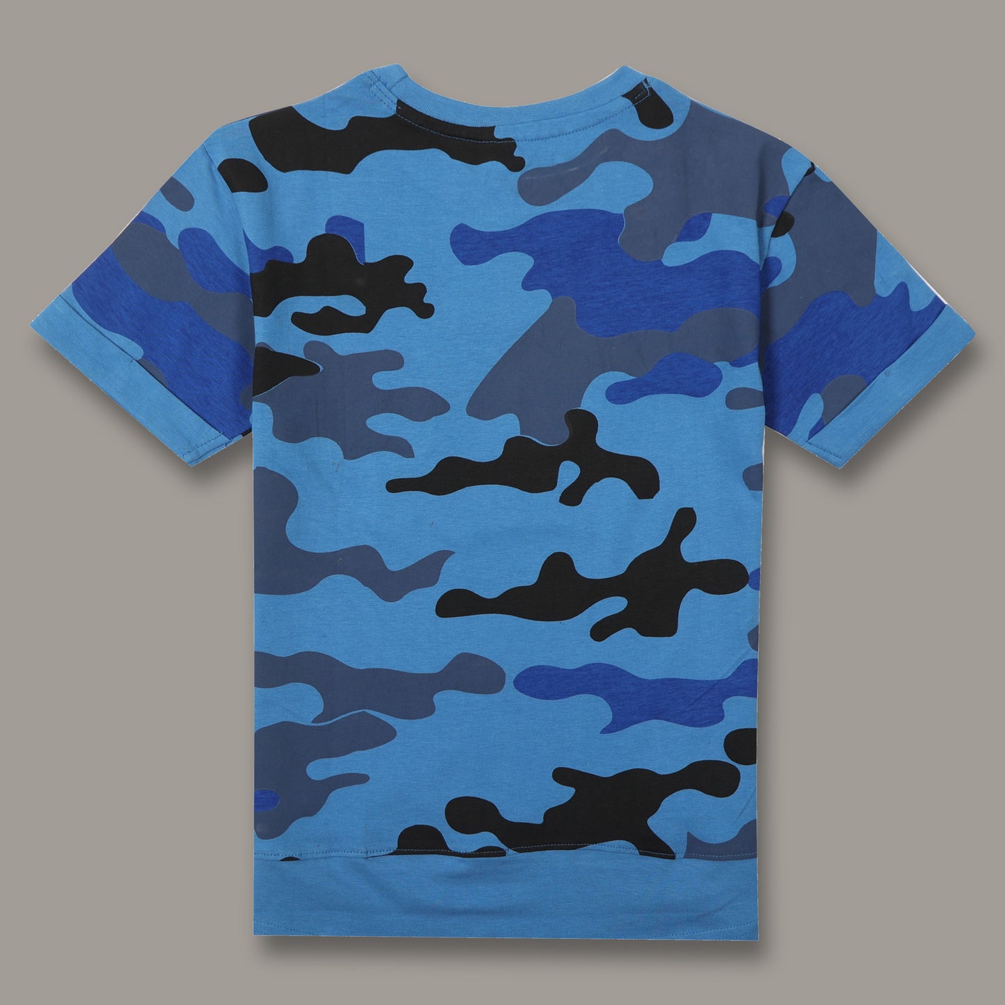 Boys Blue Camo Printed Short Sleeve T-shirt