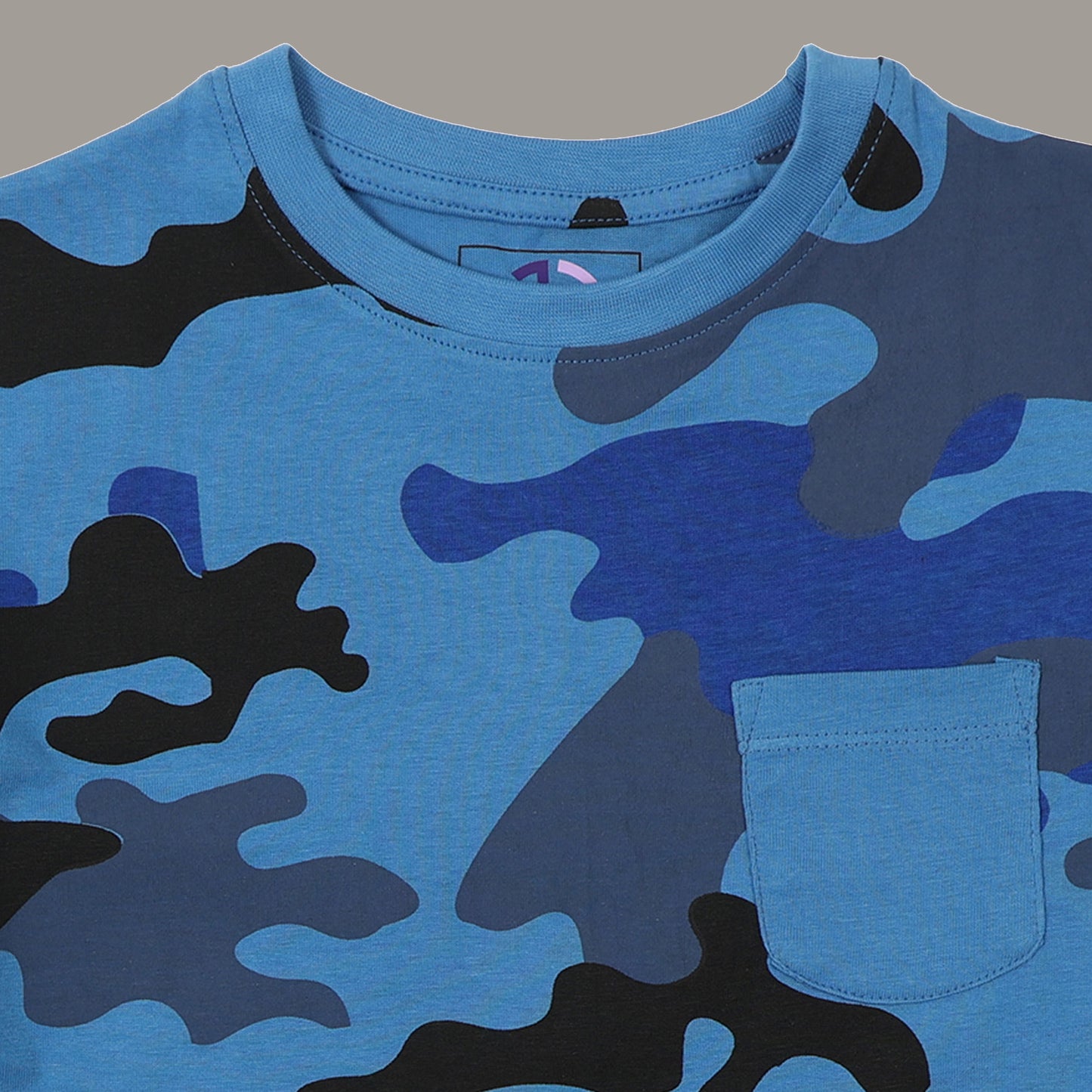 Boys Blue Camo Printed Short Sleeve T-shirt