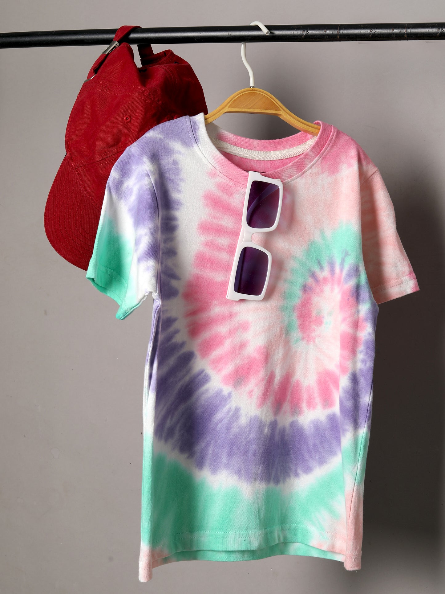 Boys Tie & Dye Regular fit Multi Color  T-Shirt