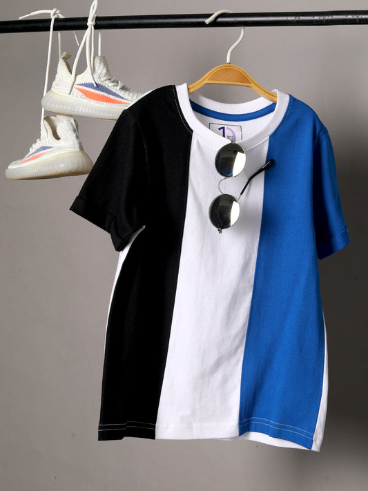 Boys Colorblock Regular fit Multi Color  T-Shirt