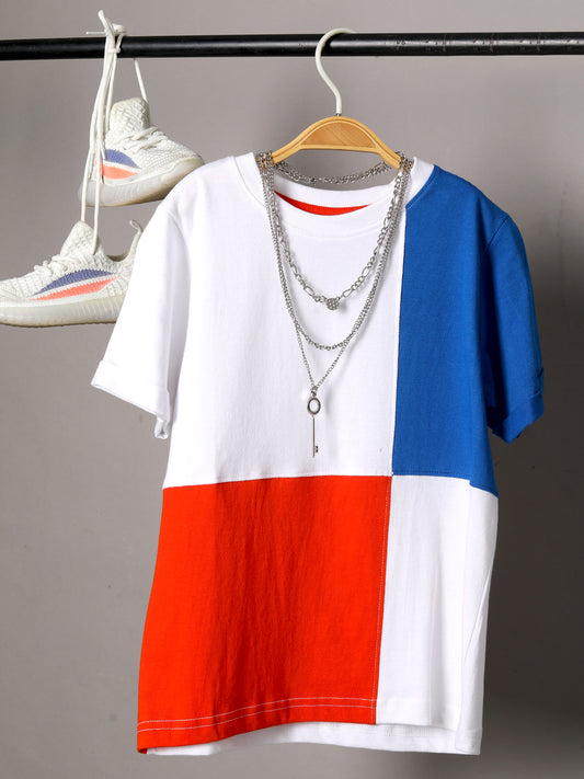 Boys Colorblock Regular fit Multi Color  T-Shirt