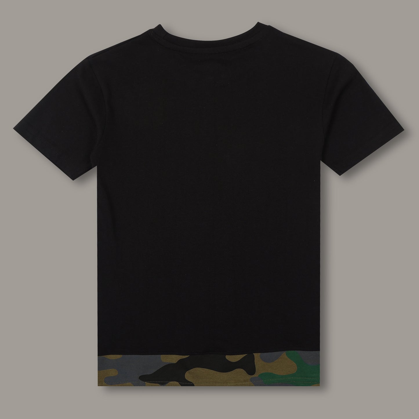 Boys Solid Regular fit Black Longline T-Shirt