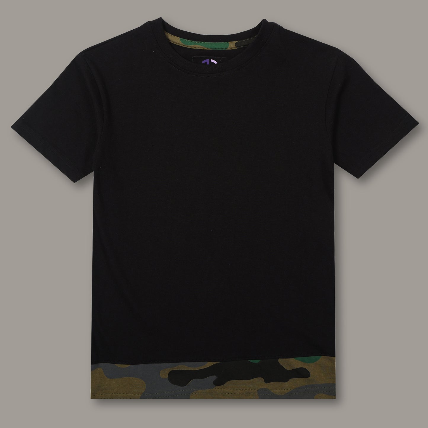 Boys Solid Regular fit Black Longline T-Shirt