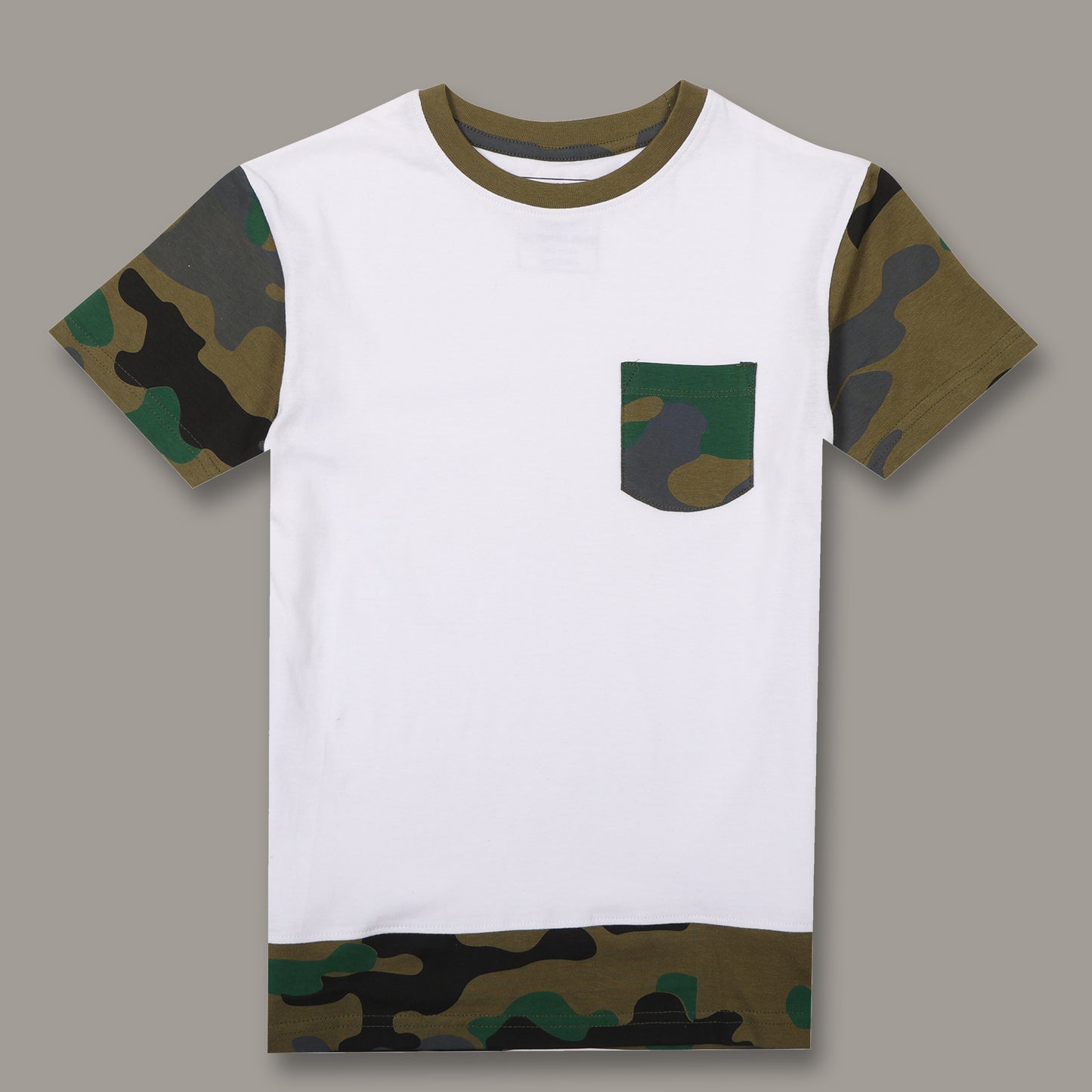 Boys Solid Regular fit White Longline T-Shirt