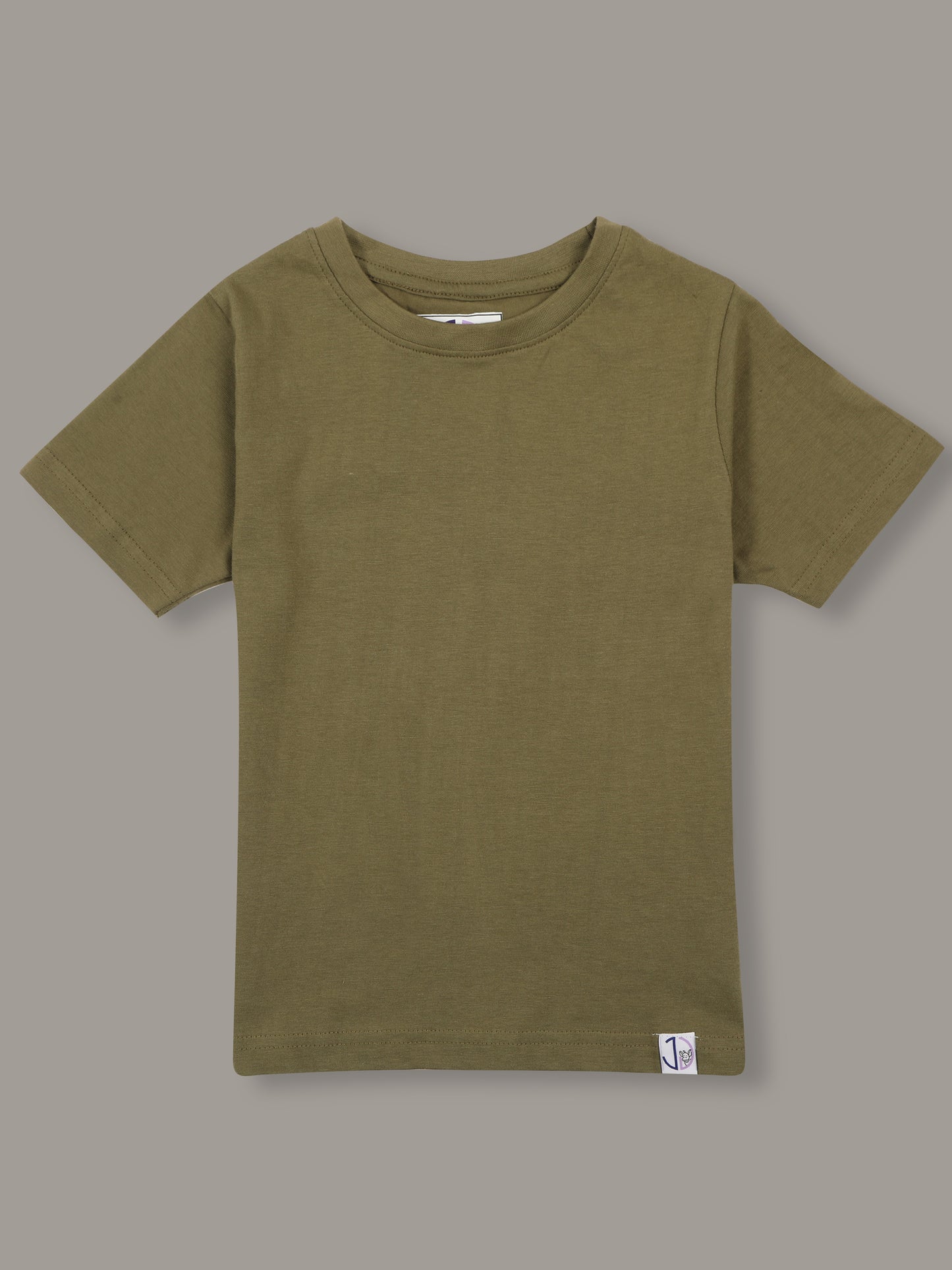 Boys Solid Regular fit Olive  T-Shirt