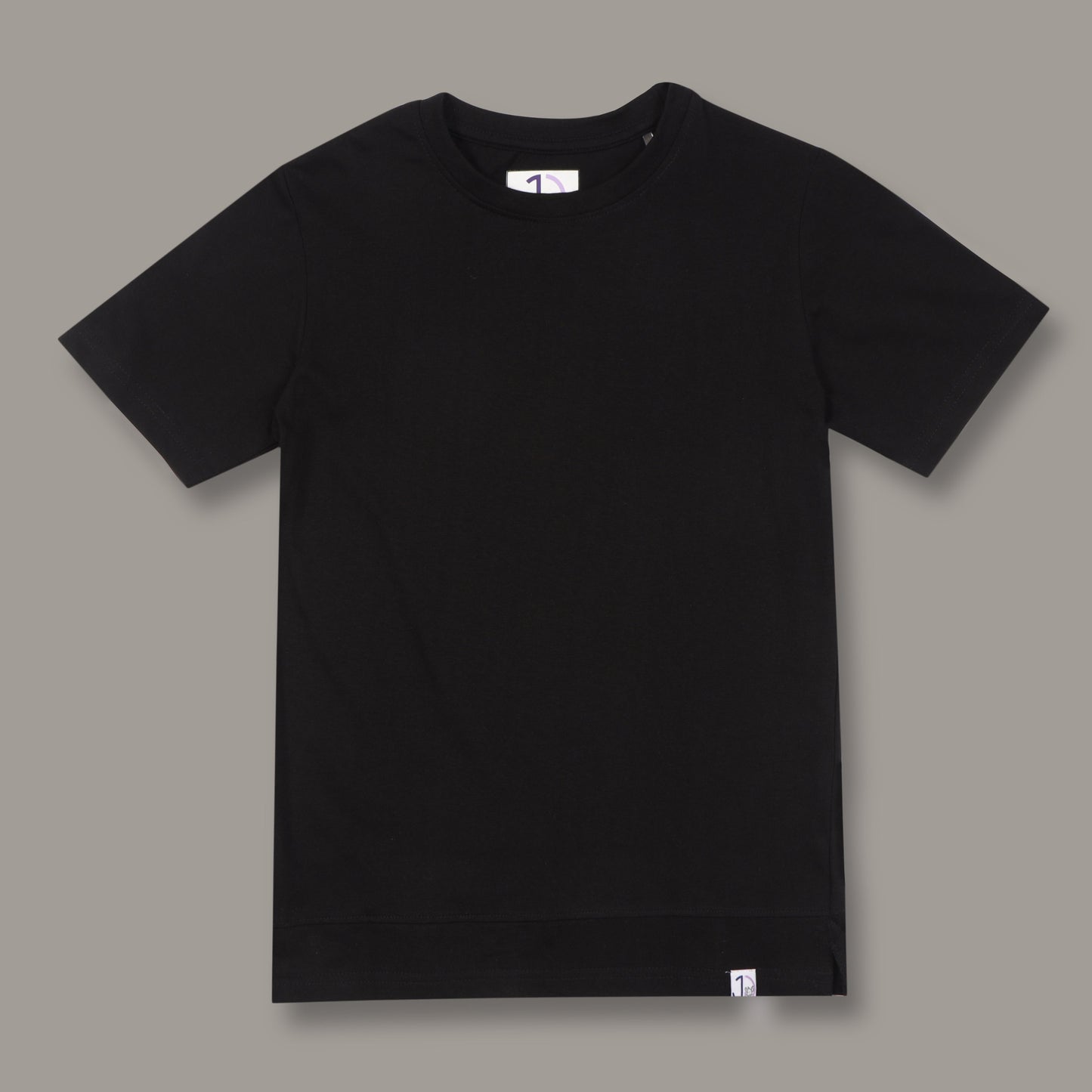 Boys Solid Black Longline Drop Shoulder T-Shirt