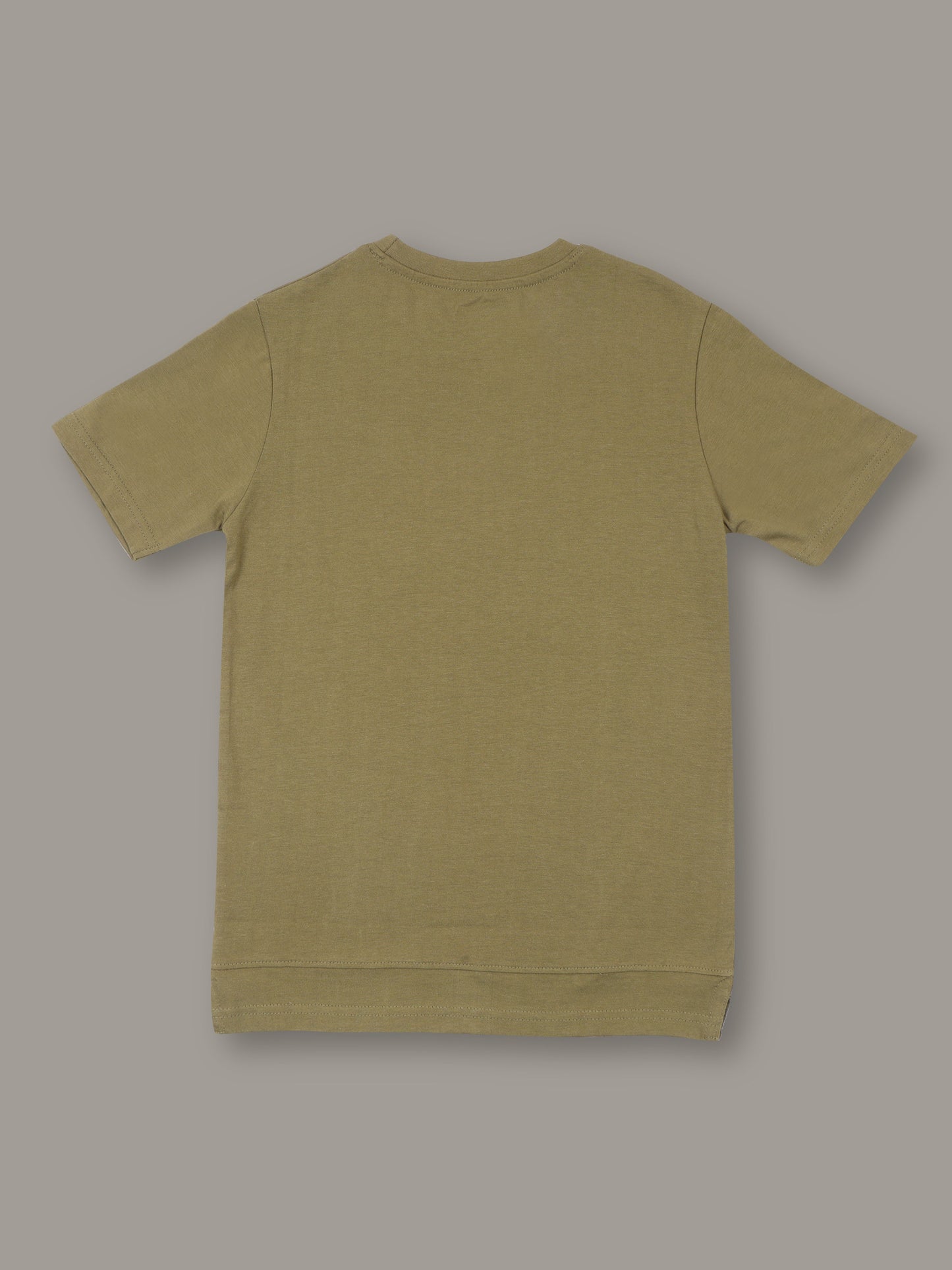 Boys Solid Olive Longline Drop Shoulder T-Shirt