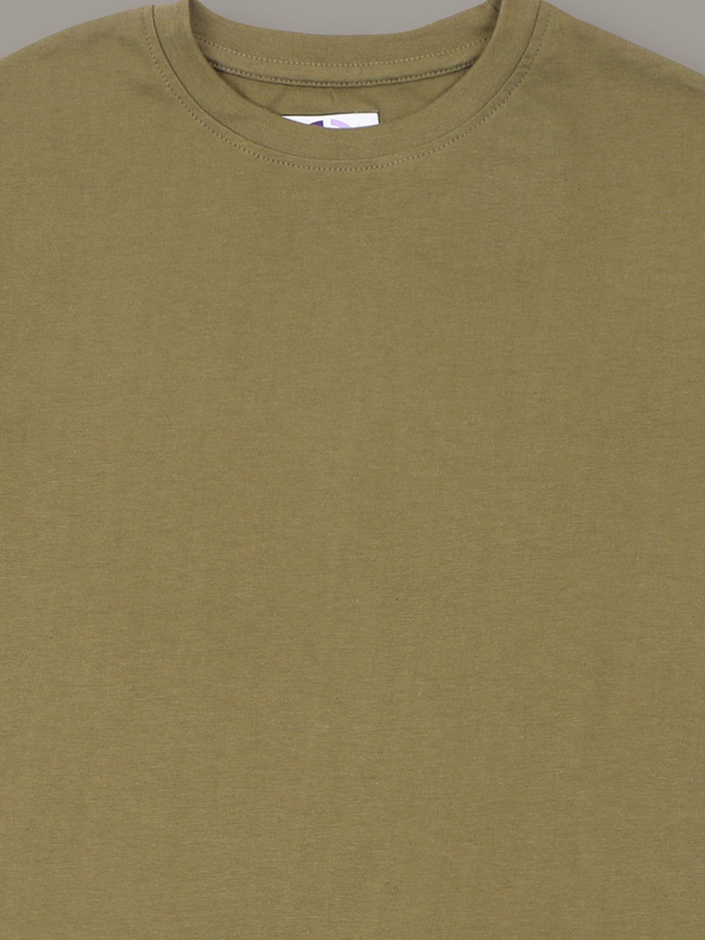 Boys Solid Olive Longline Drop Shoulder T-Shirt