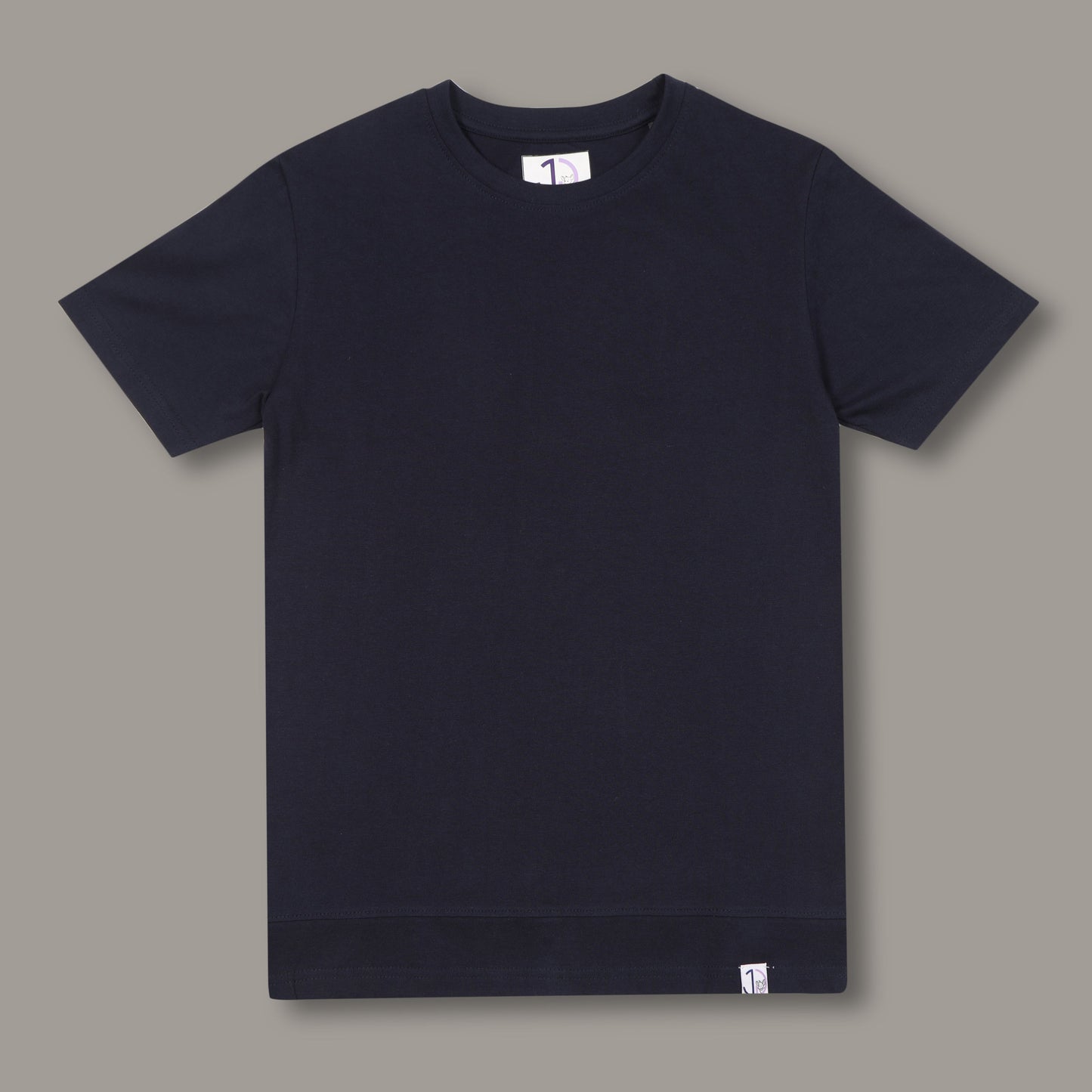 Boys Solid Navy Longline Drop Shoulder T-Shirt