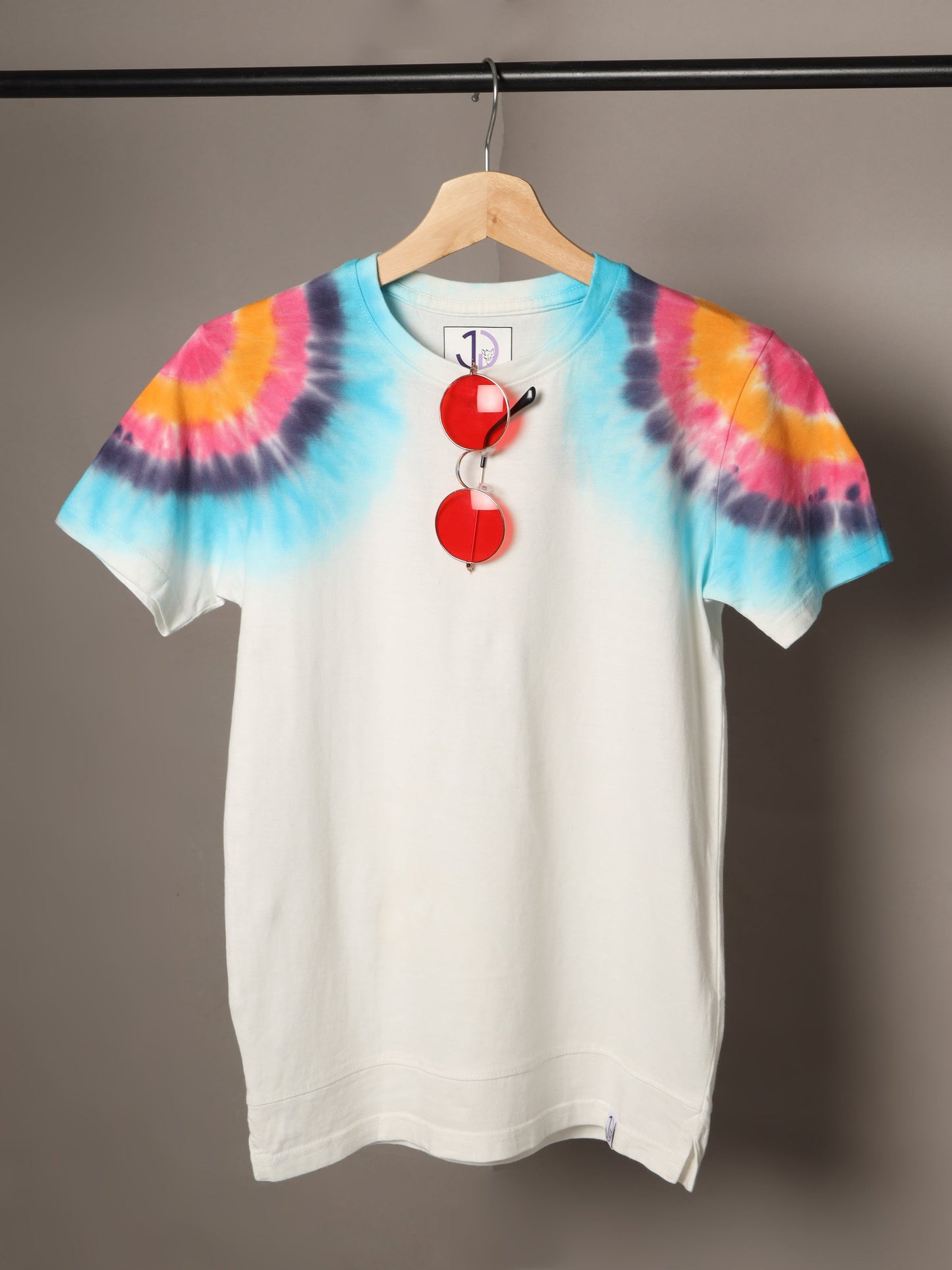 Boys Tie & Dye White Longline Drop Shoulder T-Shirt