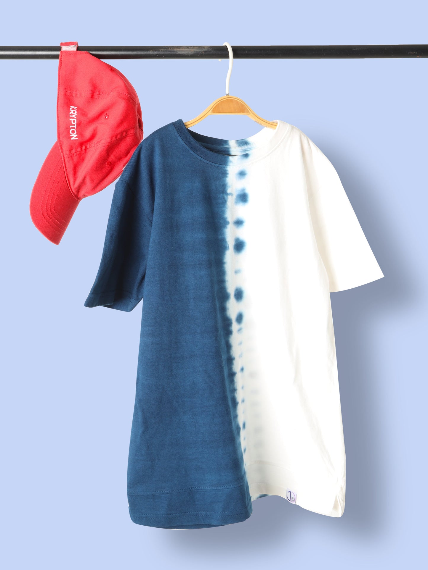 Boys Tie & Dye Navy Longline Drop Shoulder T-Shirt