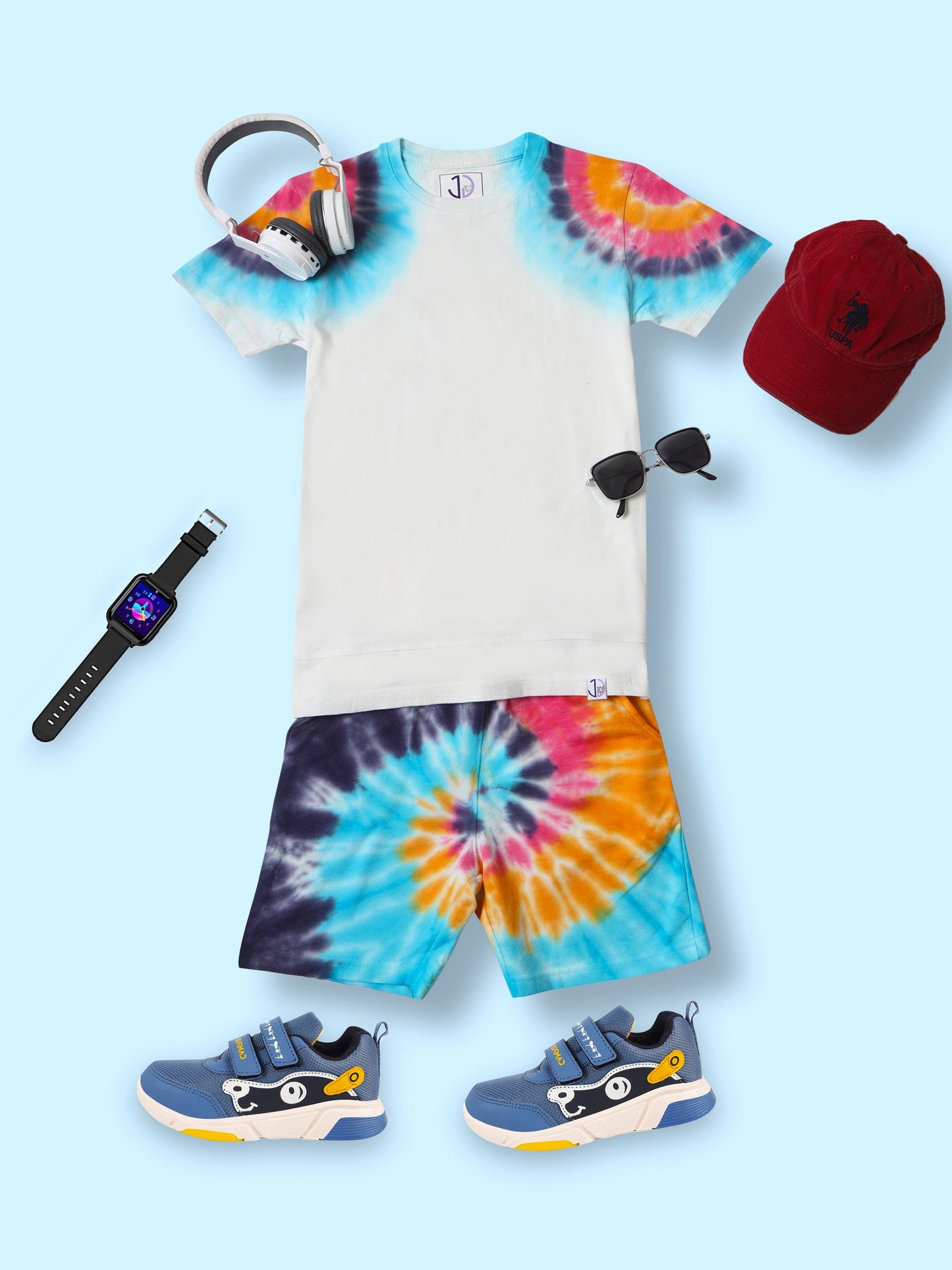 Boys Multi Color Longline Drop Shoulder Co-Ord Set